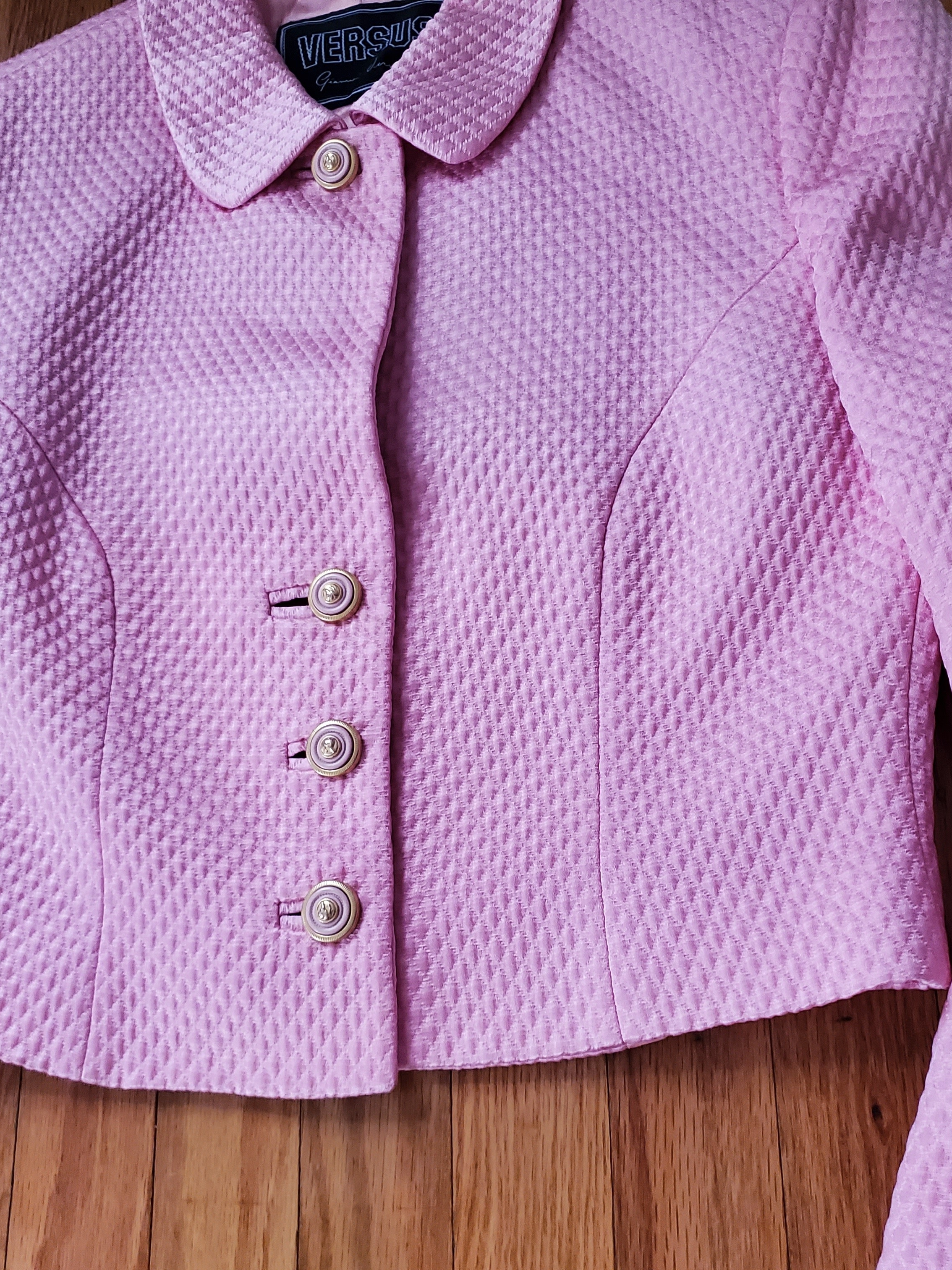 Versus Gianni Versage Pink Textured Button-Front Women's Jacket Womens Sz 28